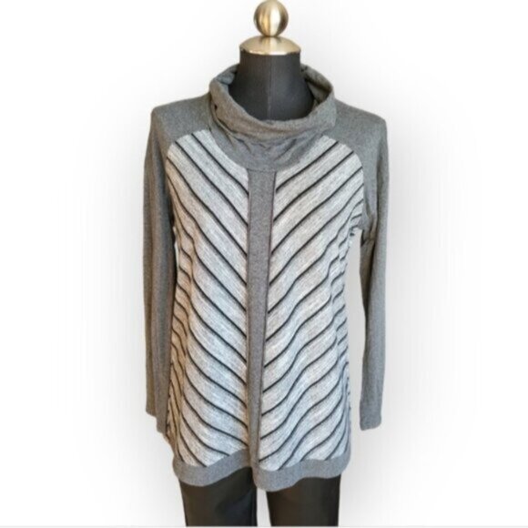 Picadilly Silver Stripe Tunic Top Sz Medium - Picture 4 of 5